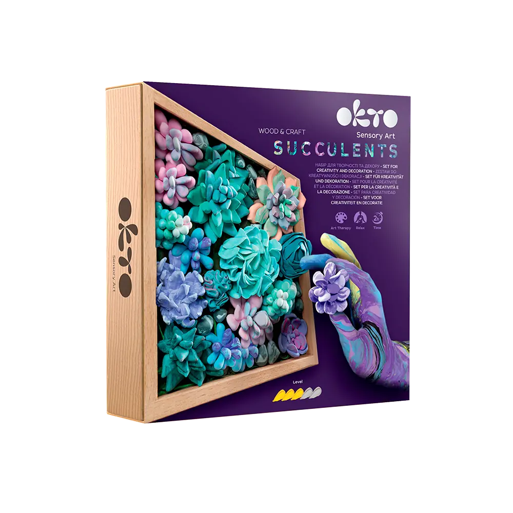 Air Clay Craft Kit Wood&Craft DIY "Succulents" TENDERNESS