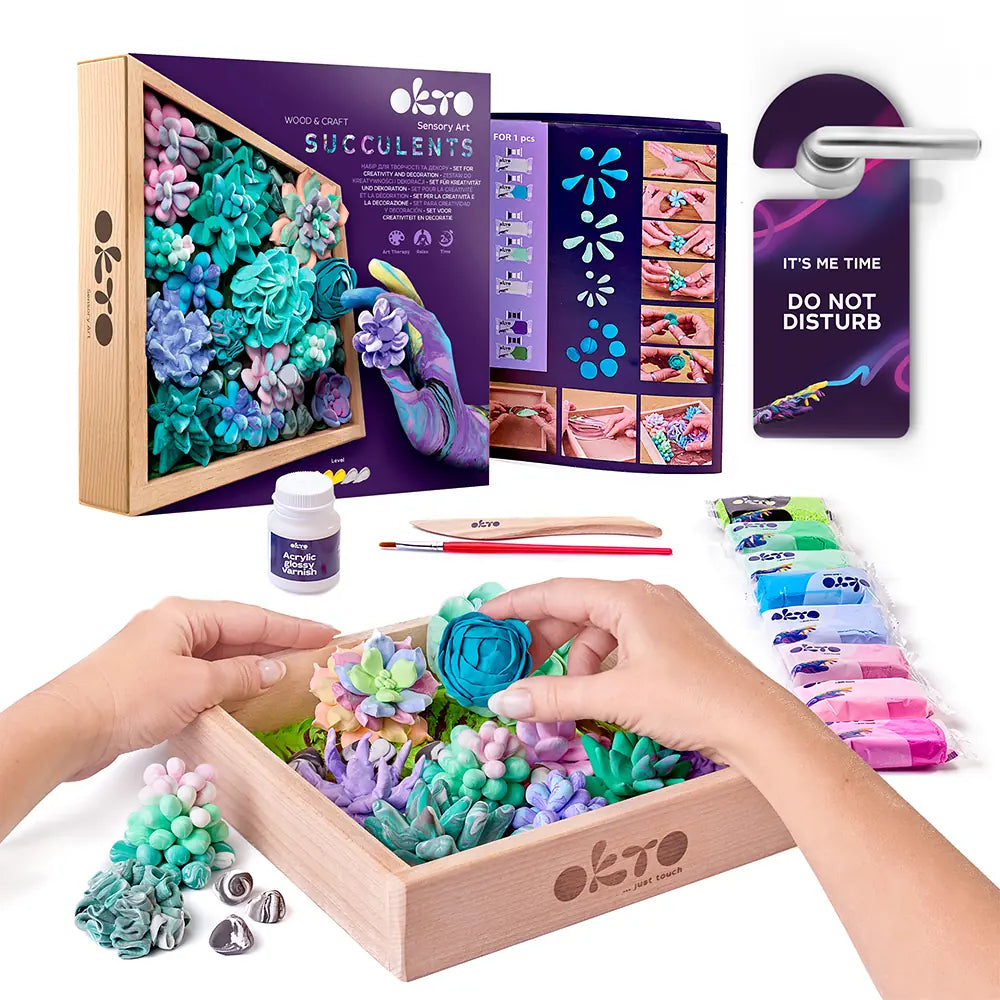 Air Clay Craft Kit Wood&Craft DIY "Succulents" TENDERNESS