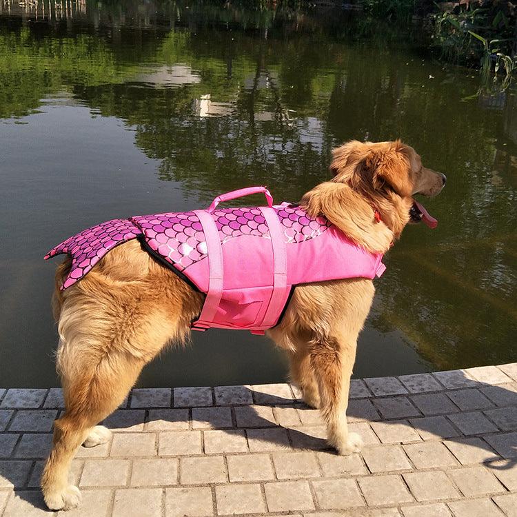 Shark Mermaid Pet Life Jacket - Stylish And Safe Swimsuit For Pets