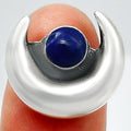 Moon Shape Natural Gemstone Ring 925 Sterling Silver Handmade Jewelry AGR1032 R-1072