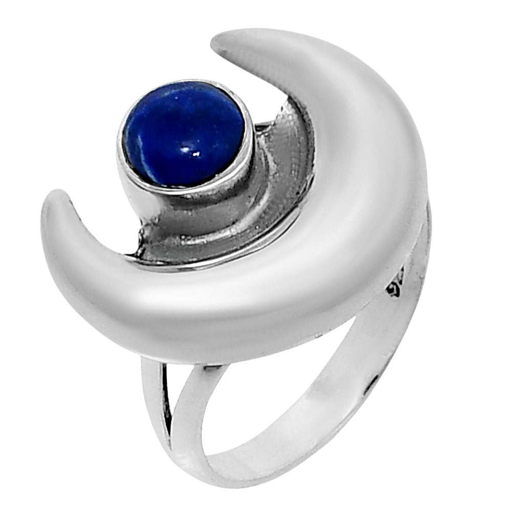 Moon Shape Natural Gemstone Ring 925 Sterling Silver Handmade Jewelry AGR1032 R-1072