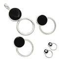 Natural Gemstone Circle Pendant Earrings Jewelry Set 925 Sterling Silver AGT1001 T-1012