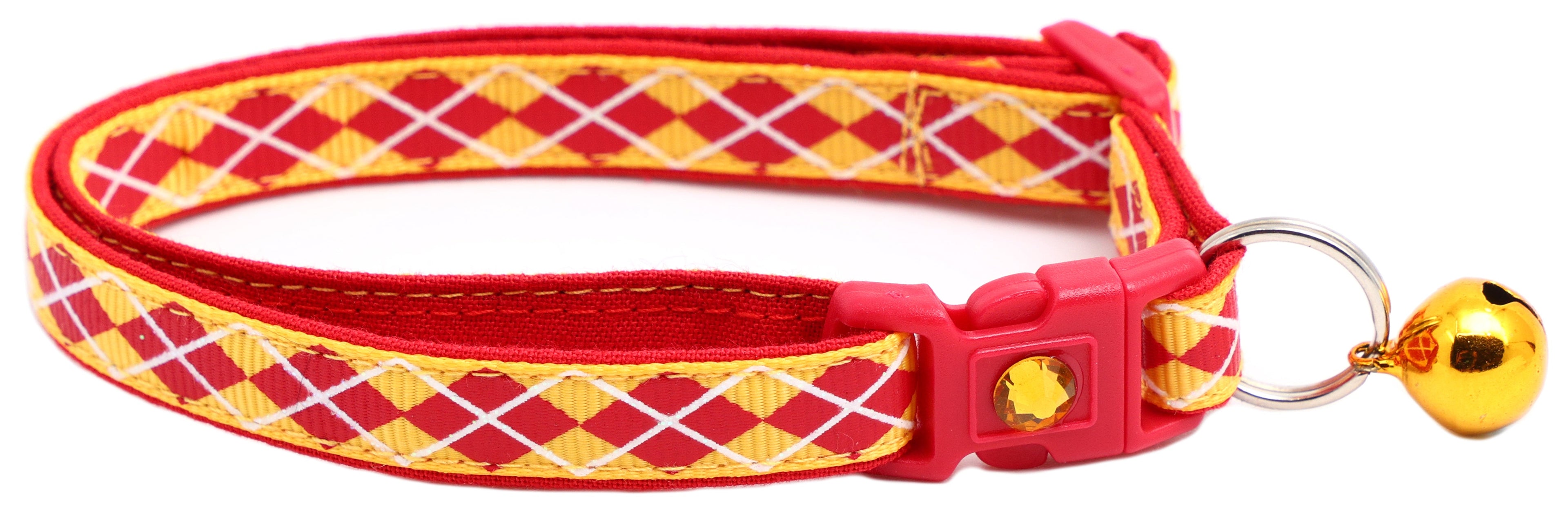 Red Argyle Breakaway Cat Collar