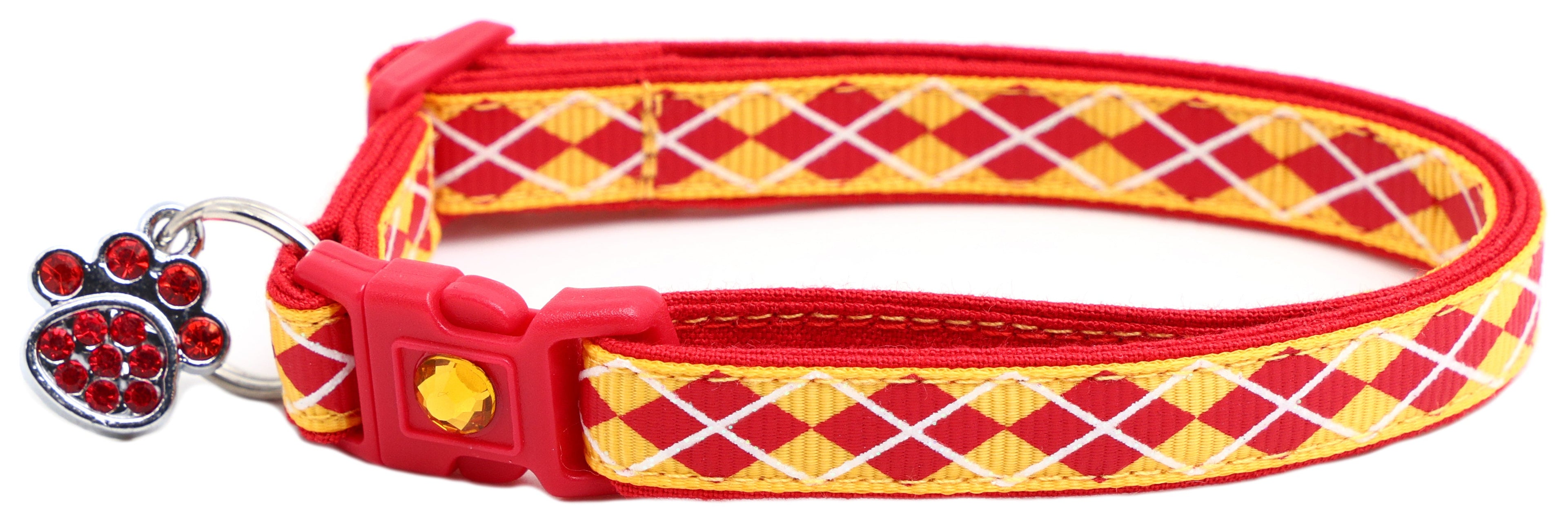Red Argyle Breakaway Cat Collar