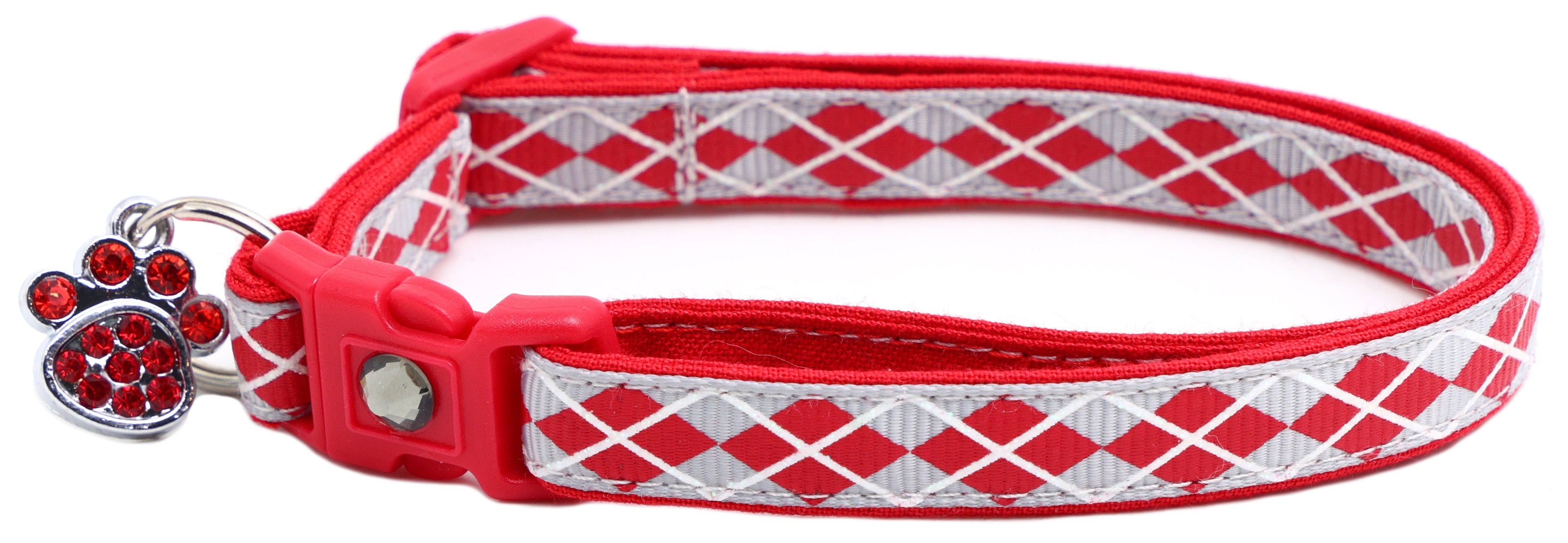 Red Argyle Breakaway Cat Collar