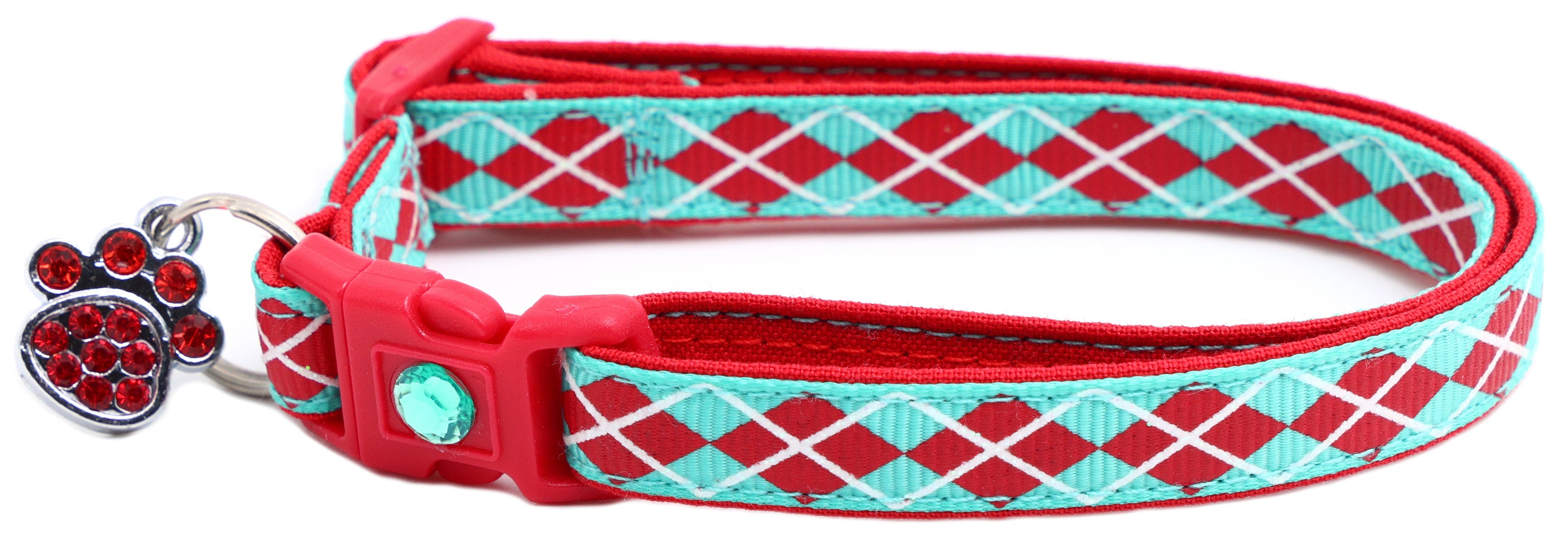 Red Argyle Breakaway Cat Collar