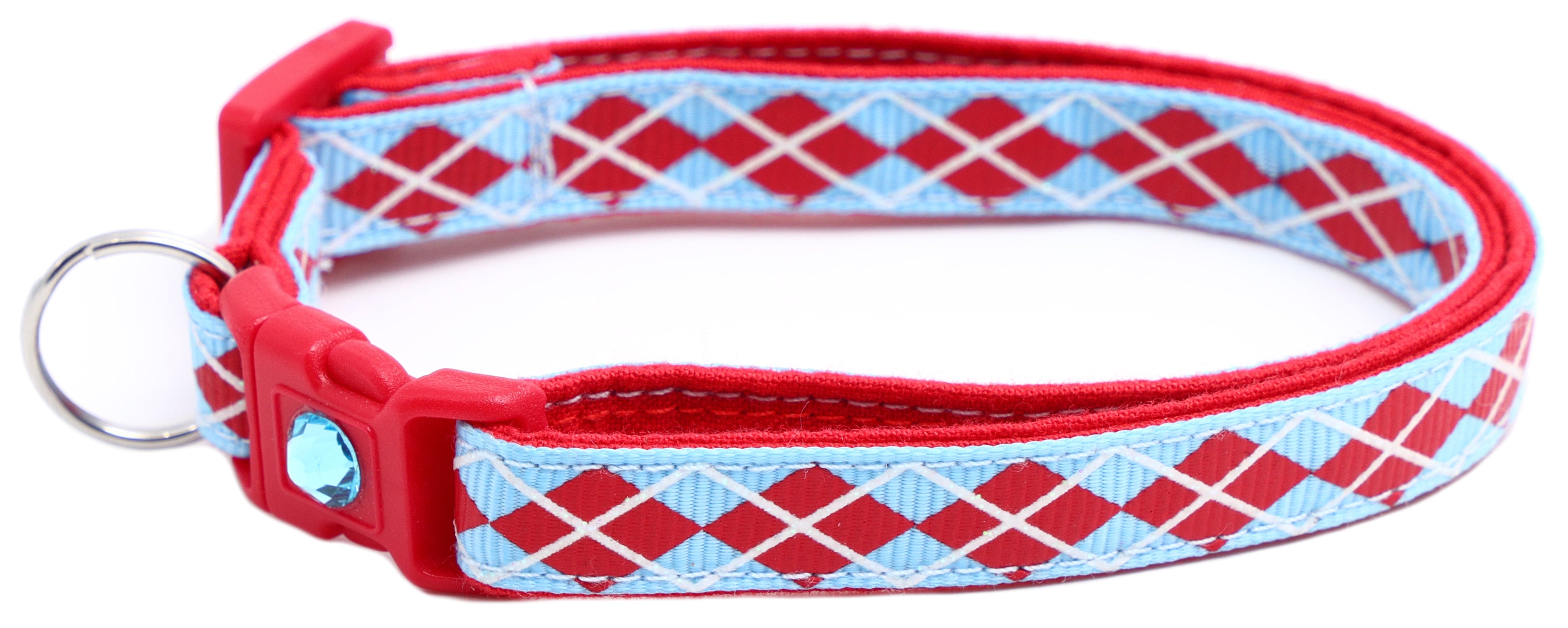 Red Argyle Breakaway Cat Collar
