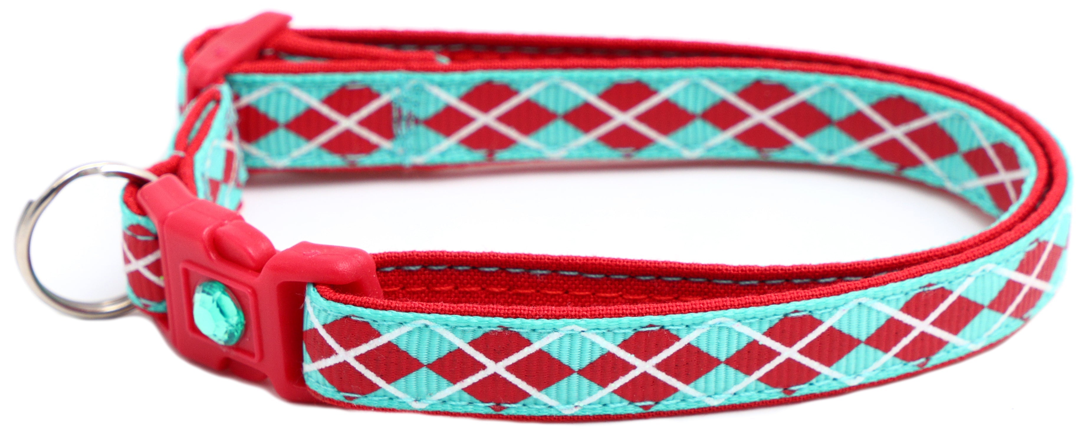 Red Argyle Breakaway Cat Collar