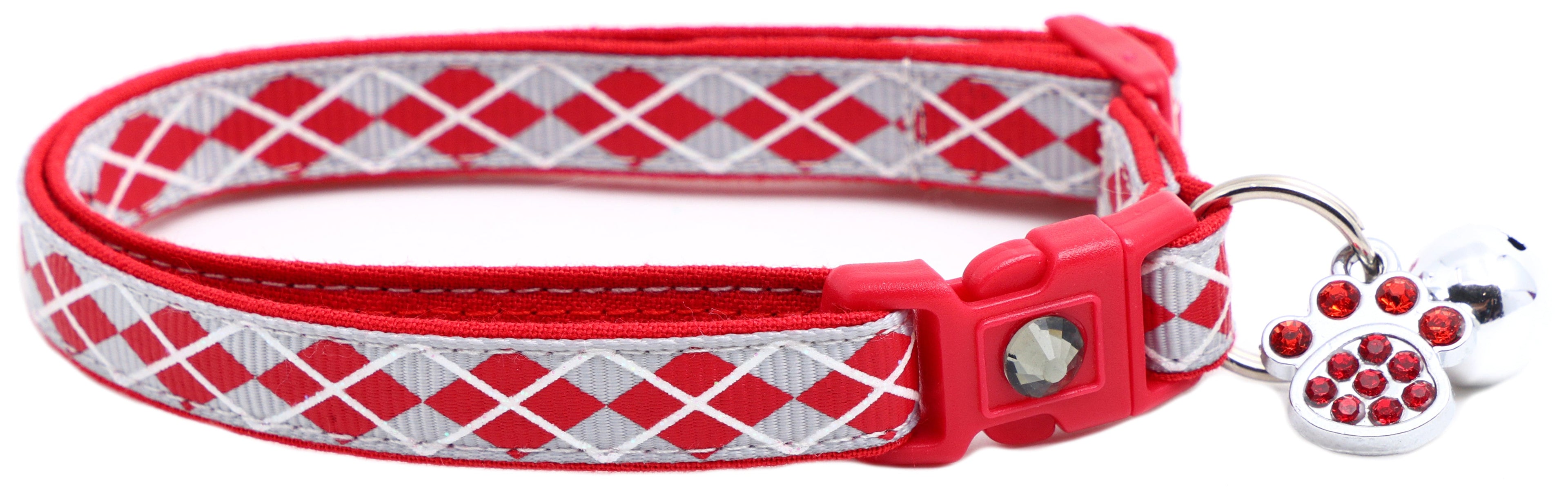 Red Argyle Breakaway Cat Collar