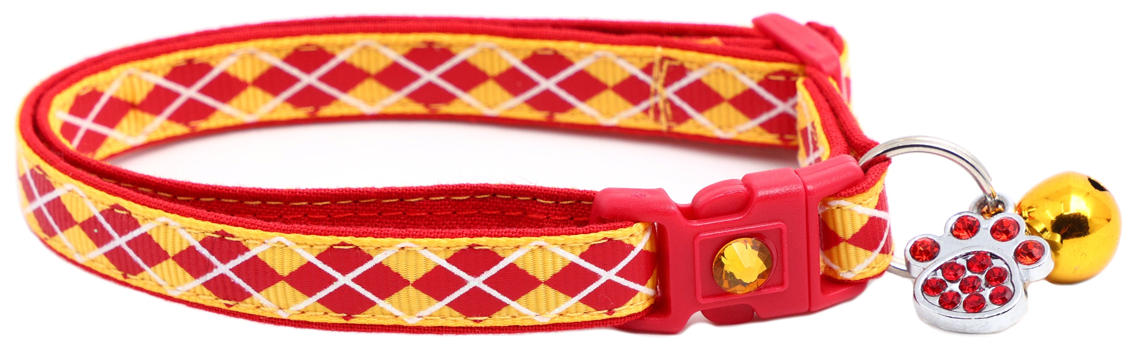Red Argyle Breakaway Cat Collar