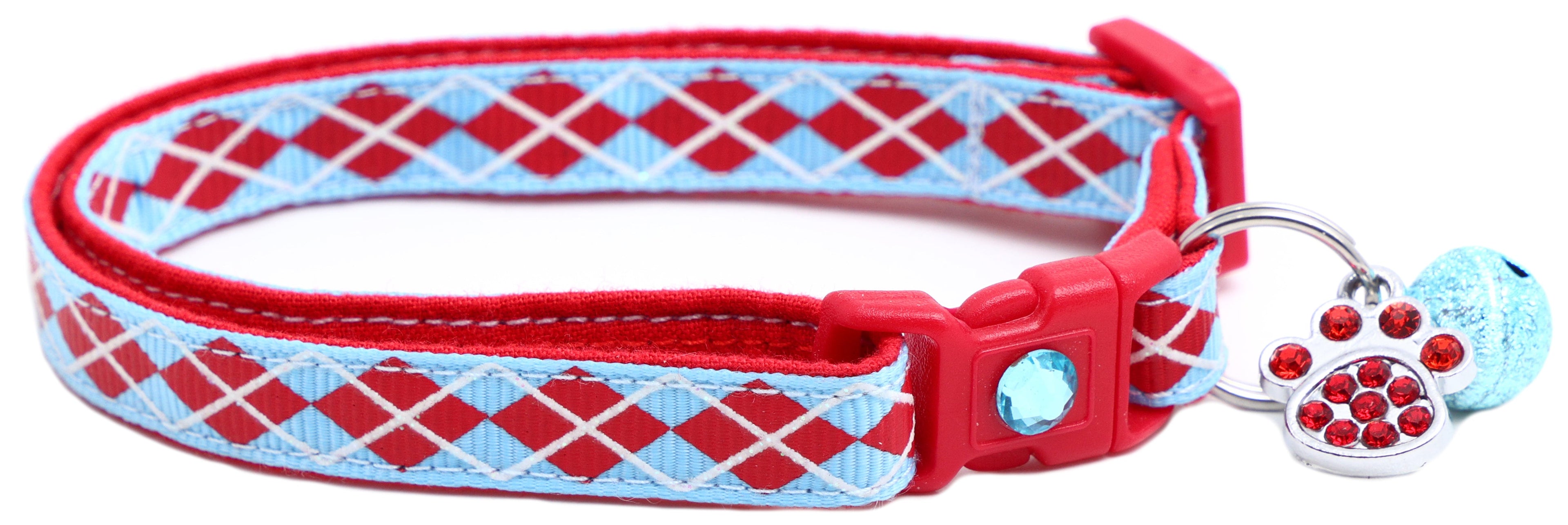 Red Argyle Breakaway Cat Collar
