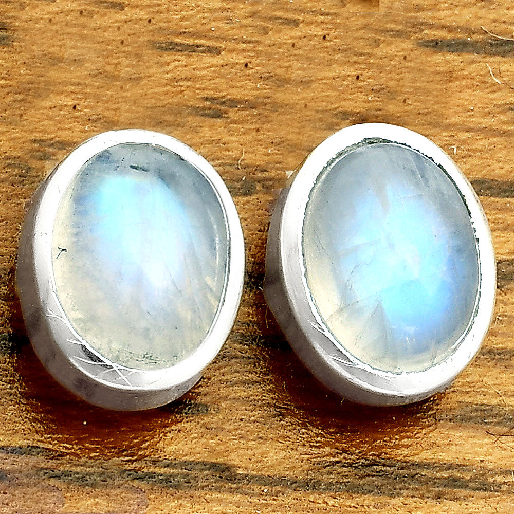 925 Sterling Silver Oval Natural Gemstone Handmade Stud Earrings Jewelry DGE1088 E-1018