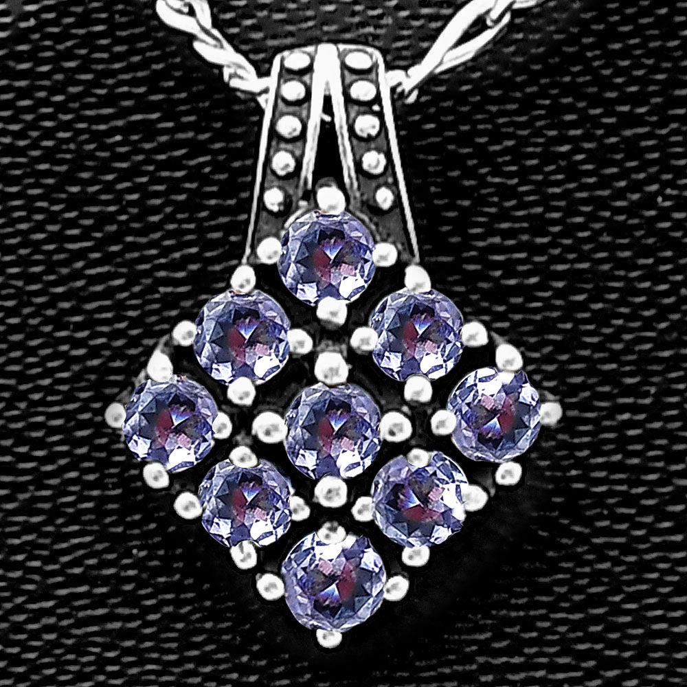 Natural Round Gemstone Cluster Pendant Jewelry 925 Sterling Silver Gift DGP1004 P-1094