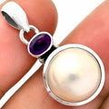 Natural Pearl Pendant with Amethyst Garnet 925 Sterling Silver Jewelry DGP1015 P-1077