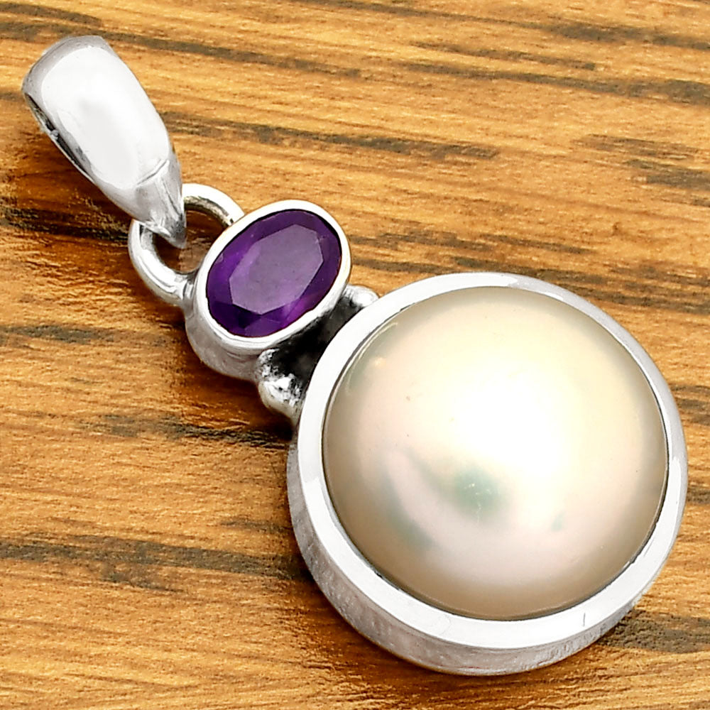 Natural Pearl Pendant with Amethyst Garnet 925 Sterling Silver Jewelry DGP1015 P-1077
