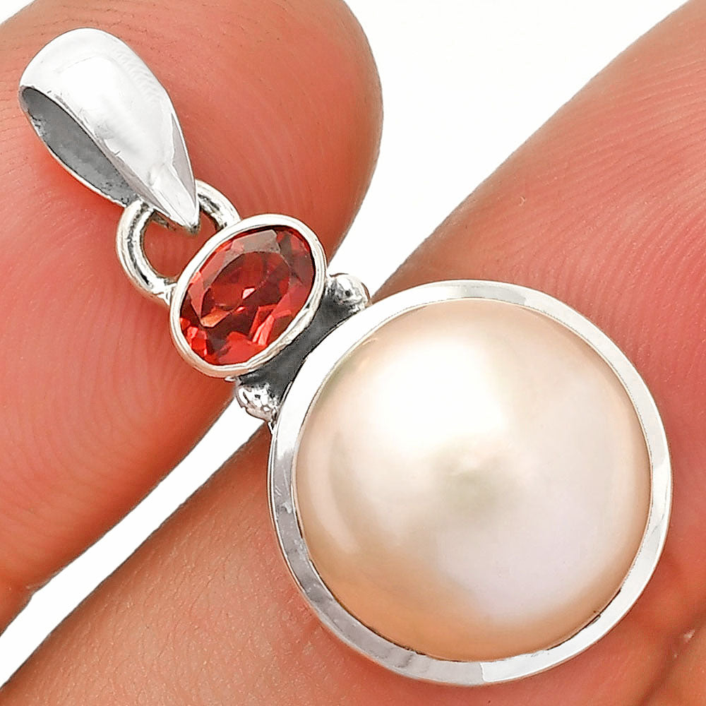 Natural Pearl Pendant with Amethyst Garnet 925 Sterling Silver Jewelry DGP1015 P-1077