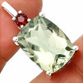 925 Silver Oval Natural Double Gemstone Pendant Handmade Fine Jewelry DGP1021 P-1113