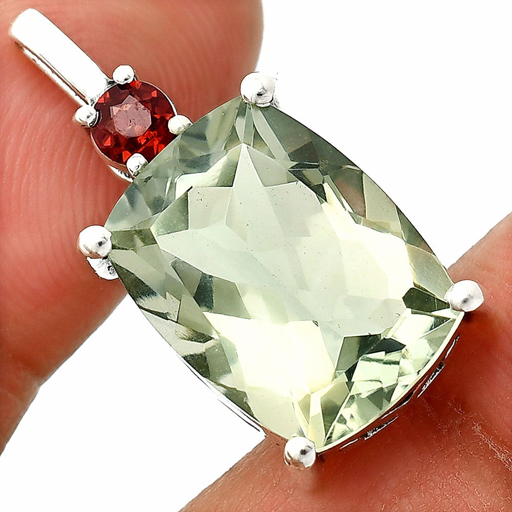 925 Silver Oval Natural Double Gemstone Pendant Handmade Fine Jewelry DGP1021 P-1113