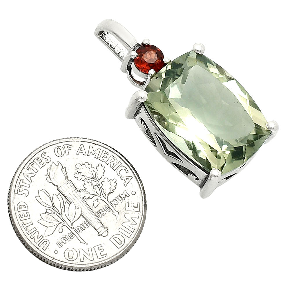 925 Silver Oval Natural Double Gemstone Pendant Handmade Fine Jewelry DGP1021 P-1113