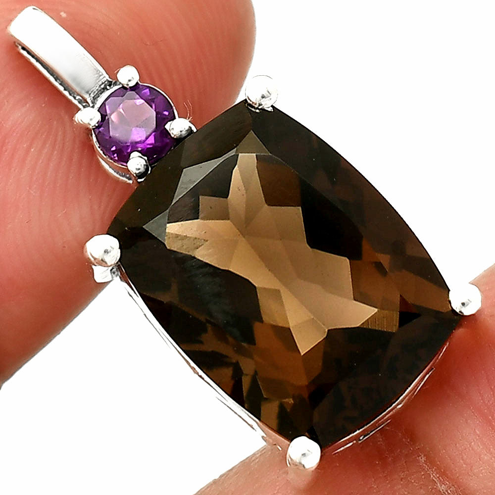 925 Silver Oval Natural Double Gemstone Pendant Handmade Fine Jewelry DGP1021 P-1113