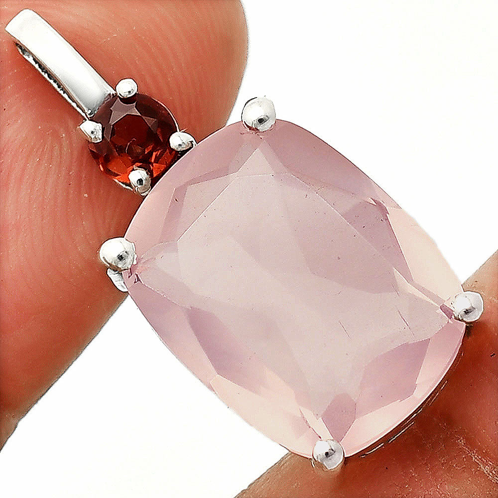 925 Silver Oval Natural Double Gemstone Pendant Handmade Fine Jewelry DGP1021 P-1113