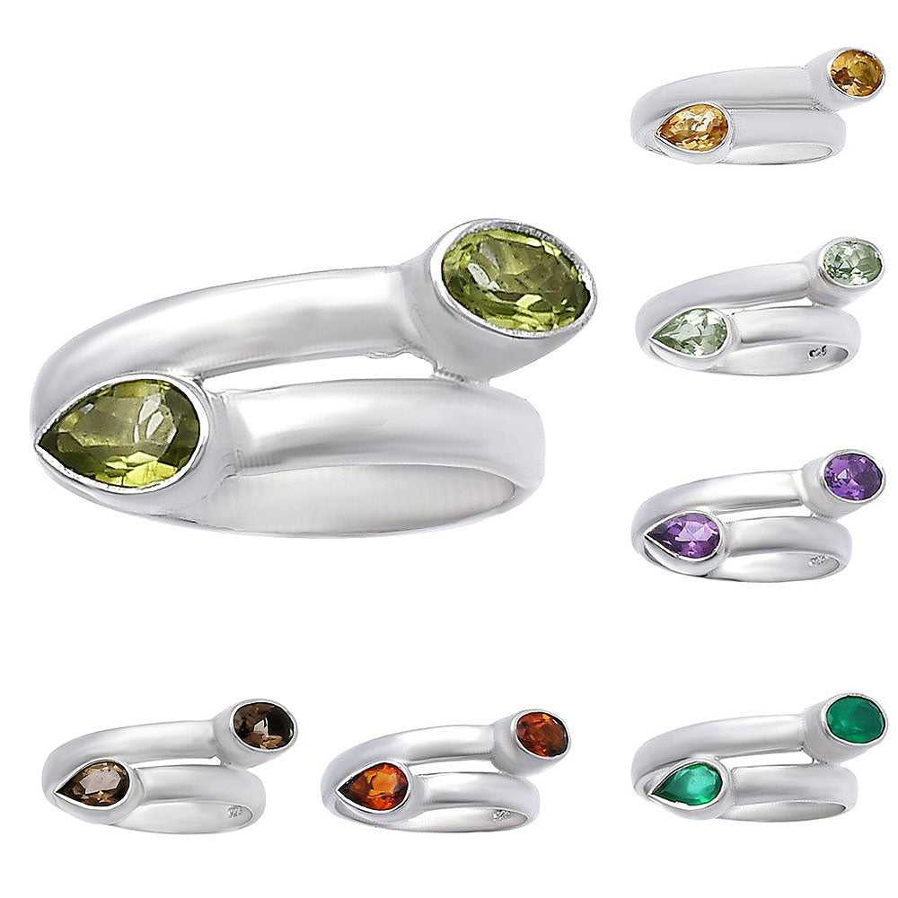 Double Natural Gemstone Ring 925 Sterling Silver Handmade Jewelry DGR1128 R-1190