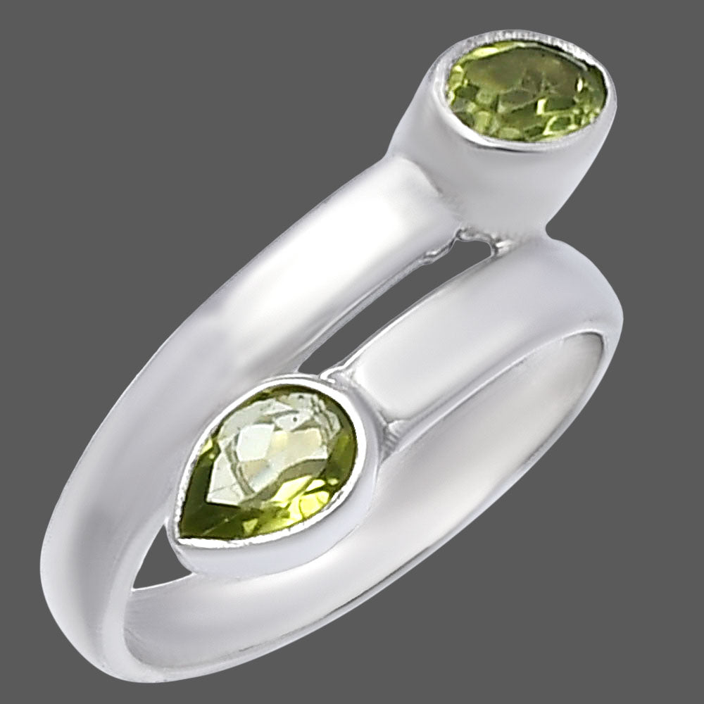 Double Natural Gemstone Ring 925 Sterling Silver Handmade Jewelry DGR1128 R-1190