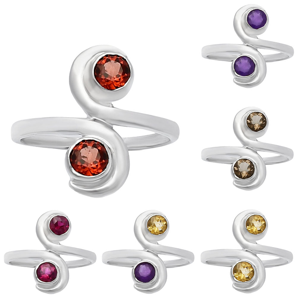 Round Natural Gemstone Spiral Ring 925 Sterling Silver Artisan Jewelry DGR1129 R-1230
