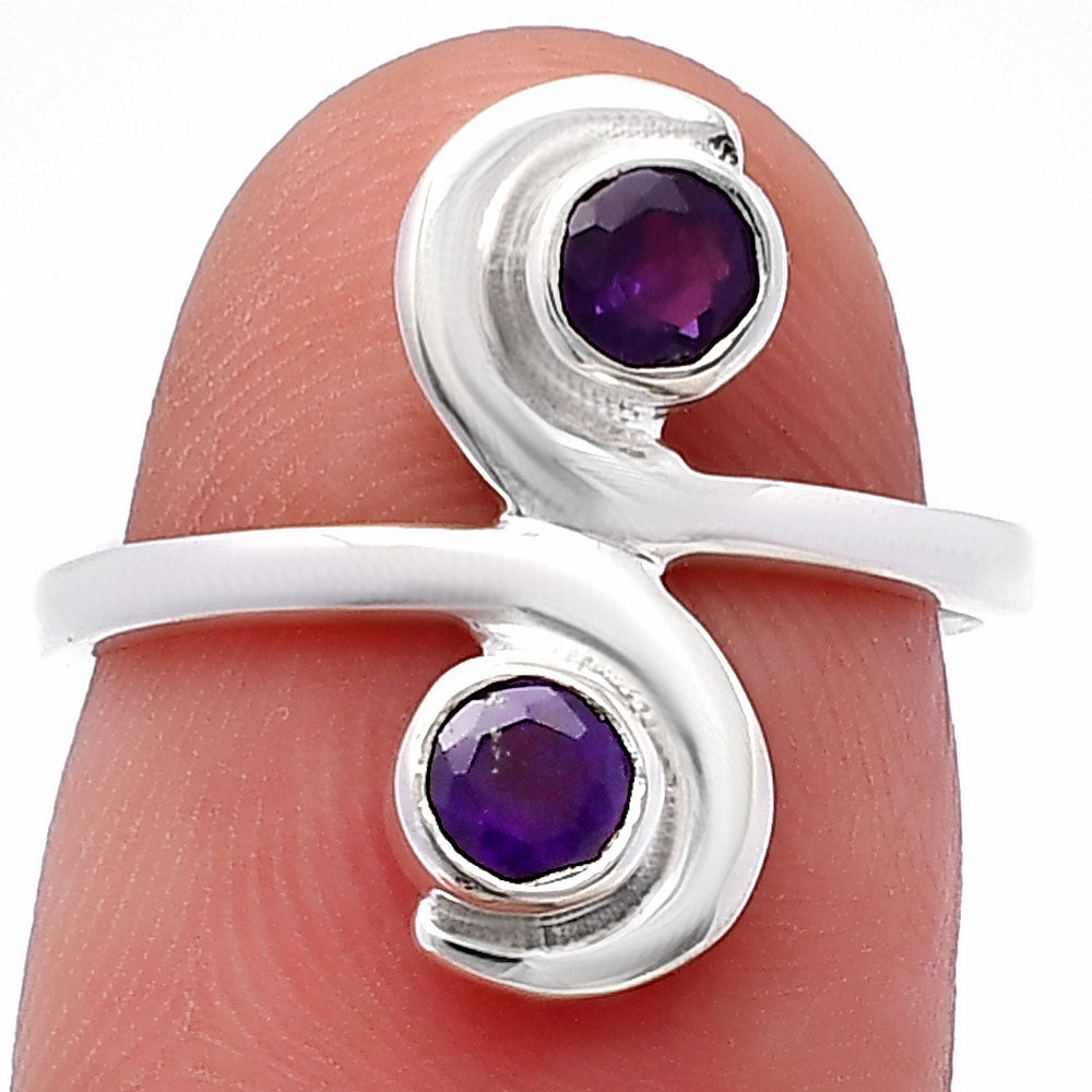 Round Natural Gemstone Spiral Ring 925 Sterling Silver Artisan Jewelry DGR1129 R-1230