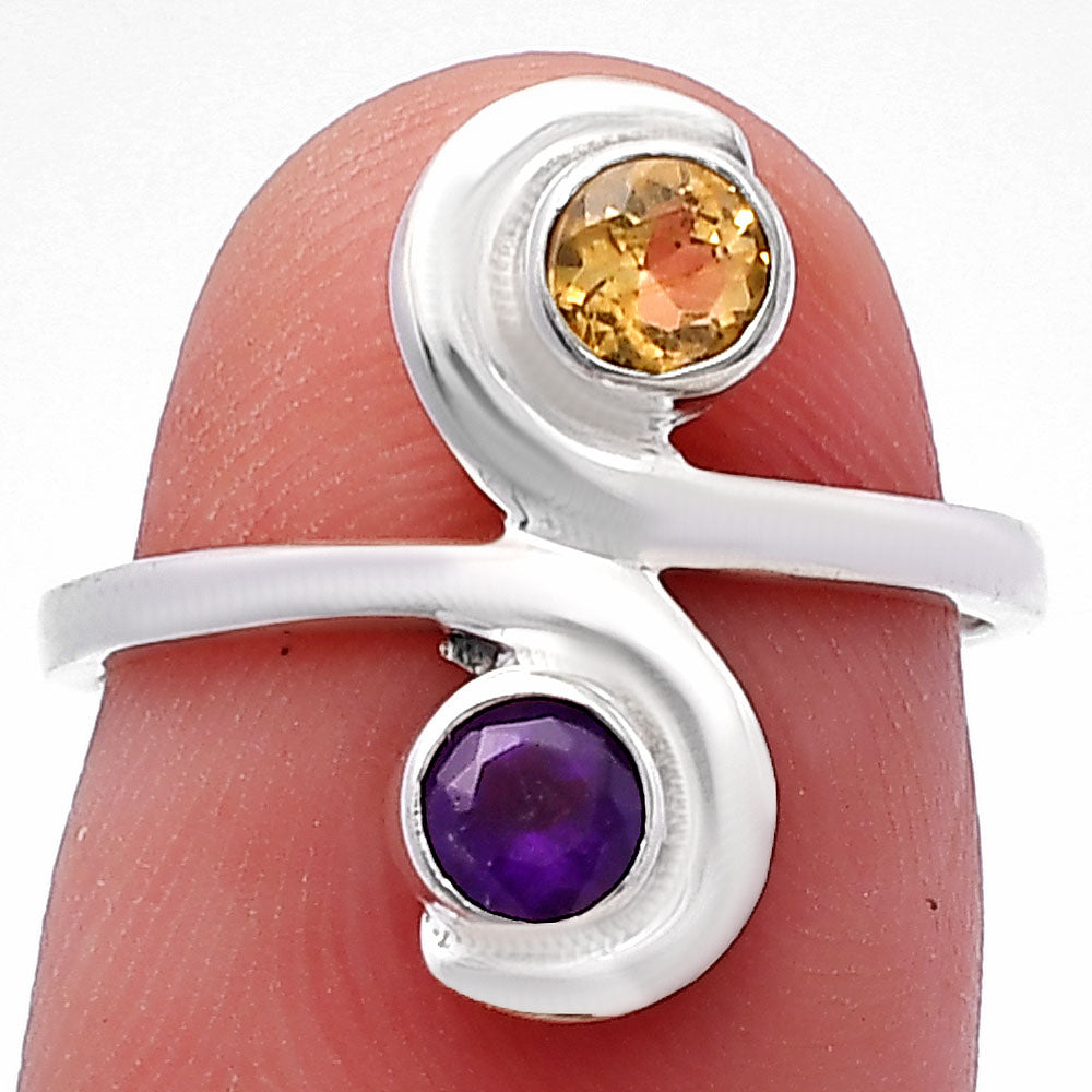 Round Natural Gemstone Spiral Ring 925 Sterling Silver Artisan Jewelry DGR1129 R-1230