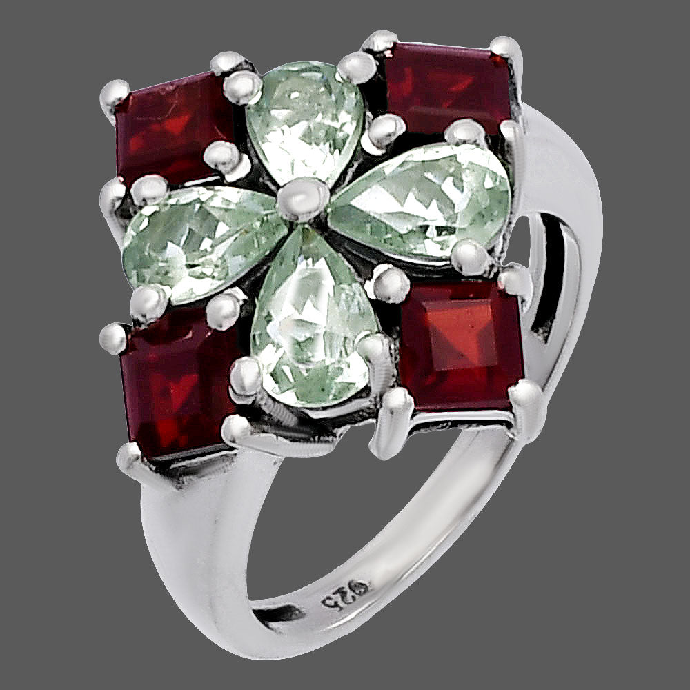 Floral Natural Multi Gemstone Ring 925 Sterling Silver Handmade Jewelry DGR1137 R-1021