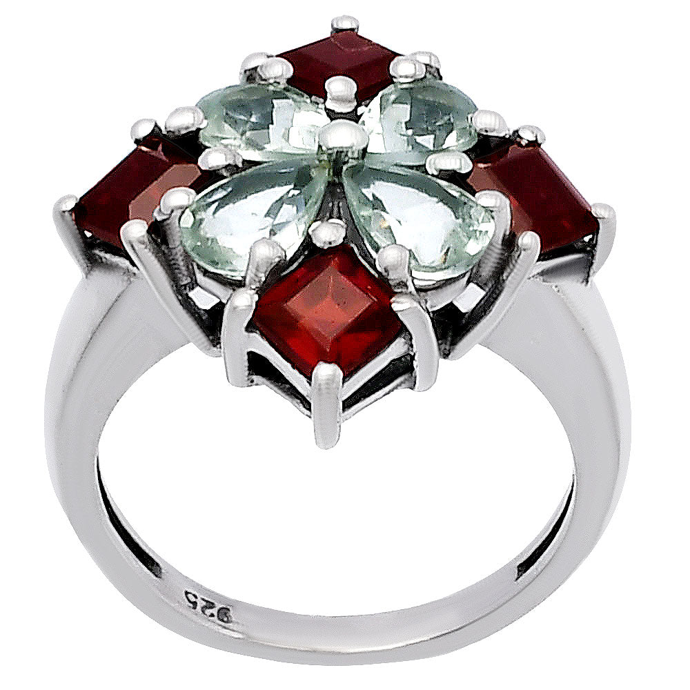 Floral Natural Multi Gemstone Ring 925 Sterling Silver Handmade Jewelry DGR1137 R-1021