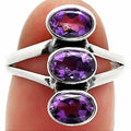 Three Stone Natural Gemstone Ring 925 Sterling Silver Handmade Jewelry DGR1140 R-1263