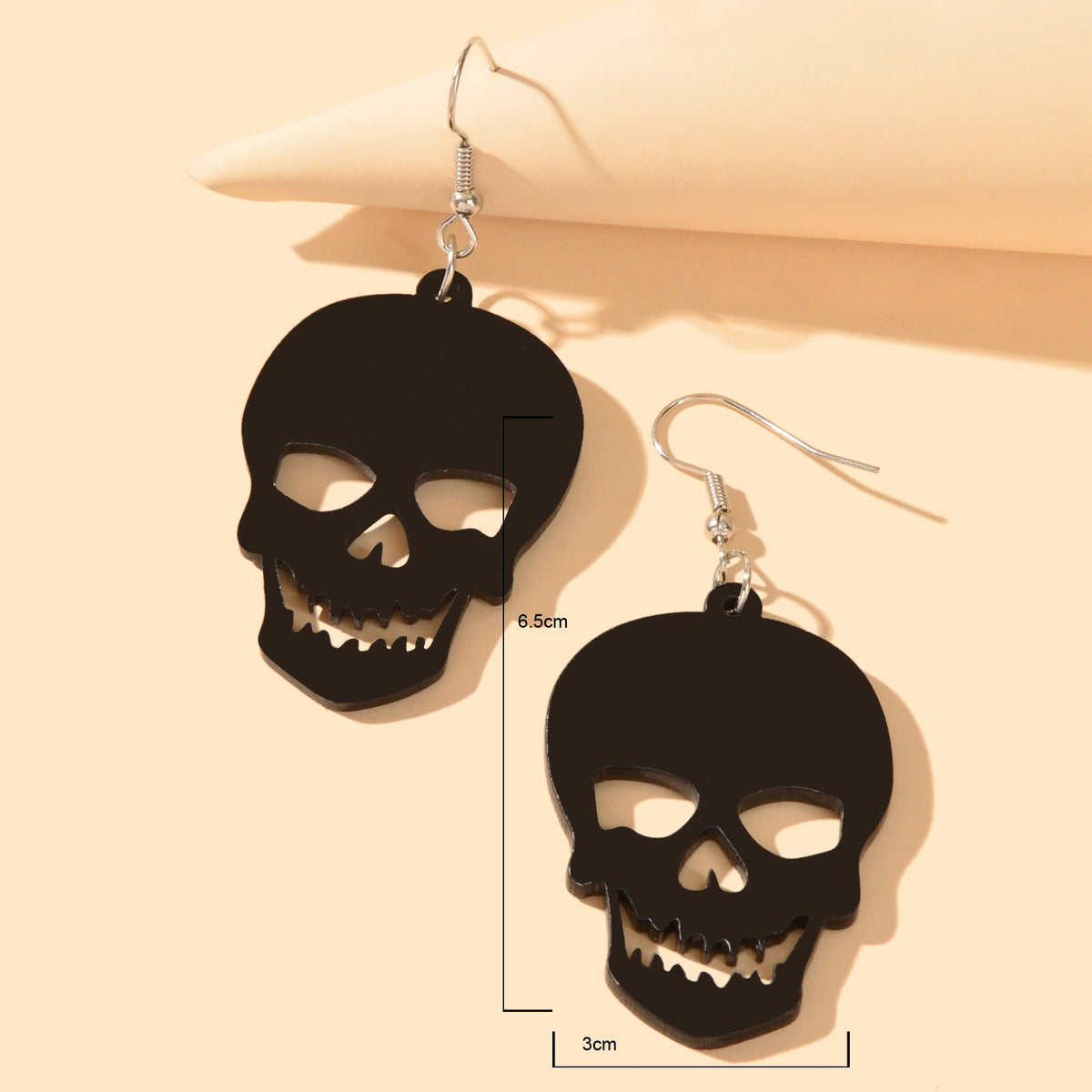 Halloween Jewelry Personality Street Style Black Skull Pendant Earrings for party