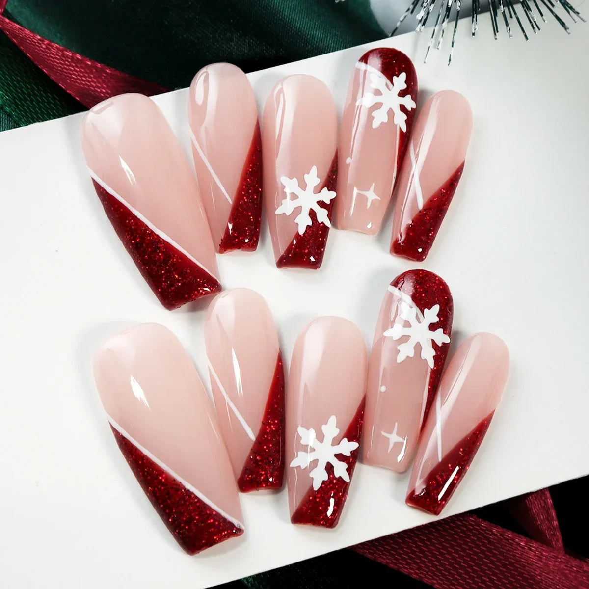Festive Snowflake Press-On Nails