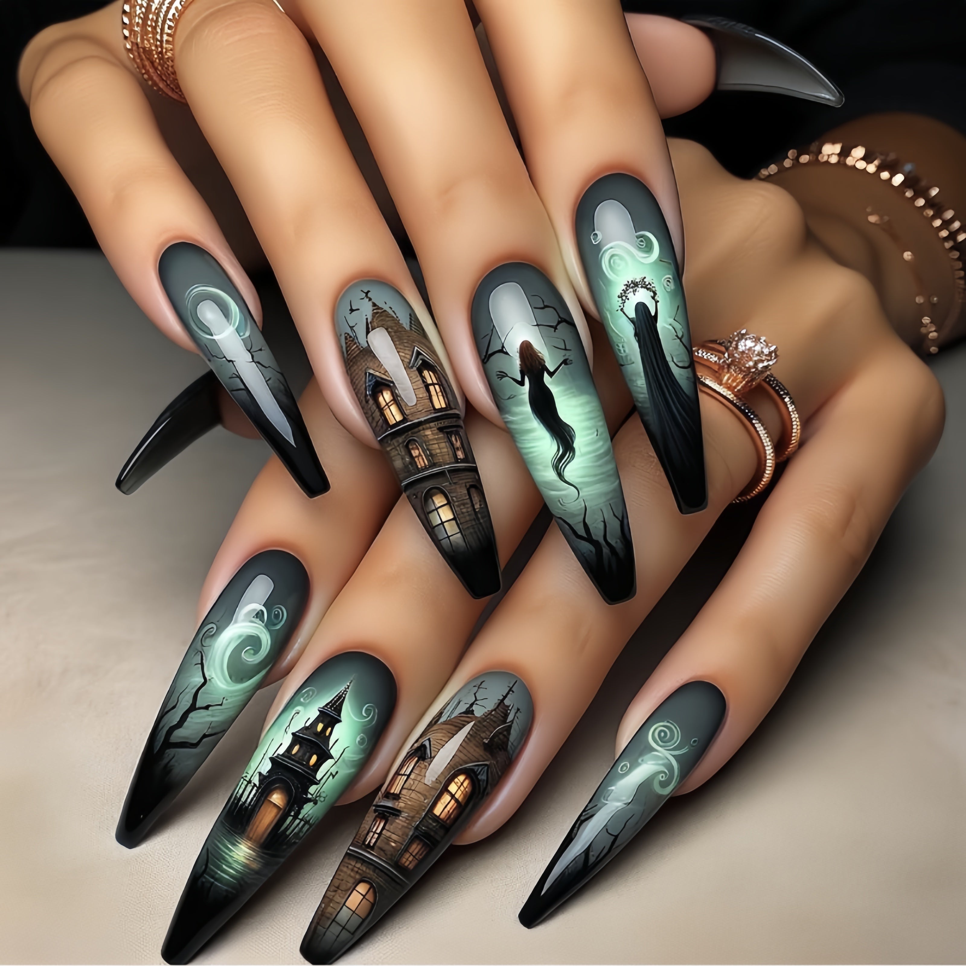 Green Ballerina Press-On Nails