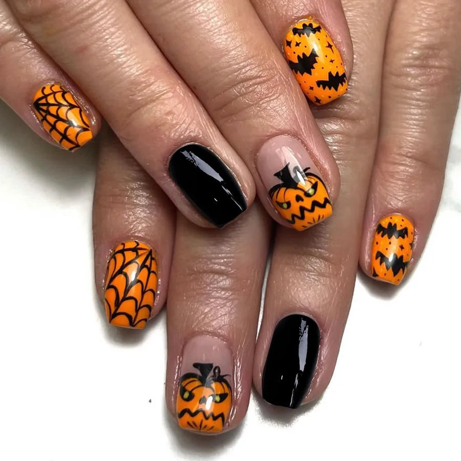 Halloween Pumpkin Press-On Nails