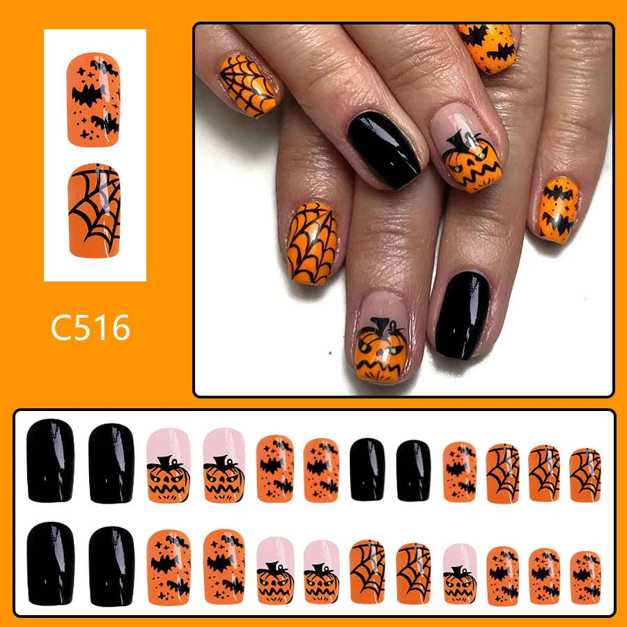 Halloween Pumpkin Press-On Nails