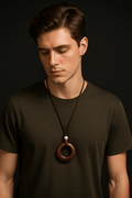 Handcrafted Natural Stone Circle Pendant Necklace Boho Minimalist Jewelry