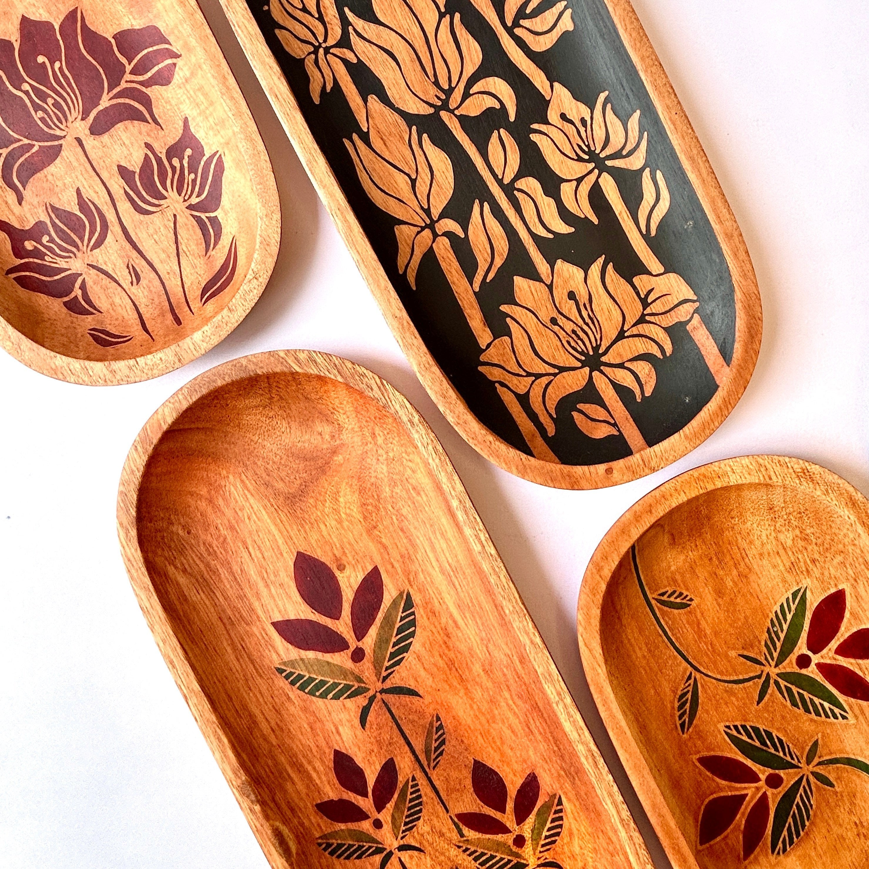 Mekar Duo Batik Mahogany Oval Tray
