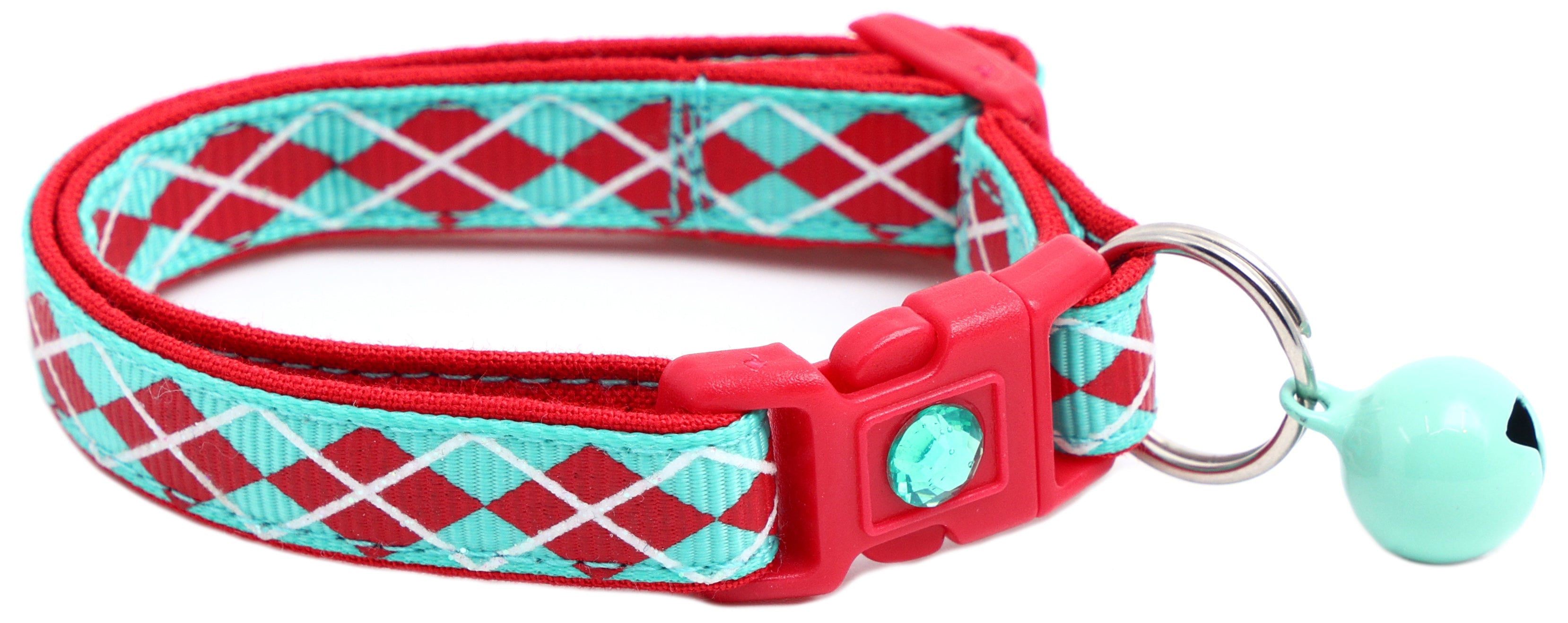 Red Argyle Breakaway Cat Collar