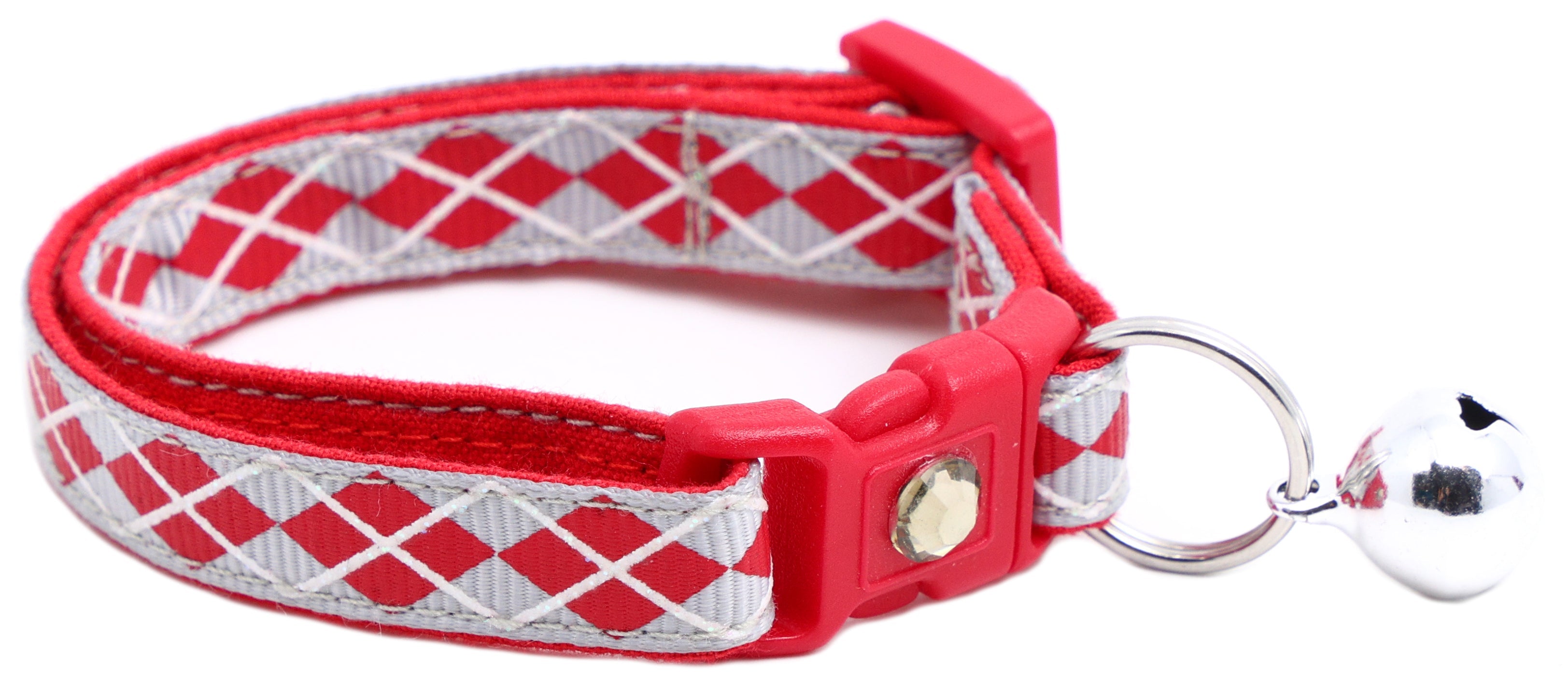 Red Argyle Breakaway Cat Collar