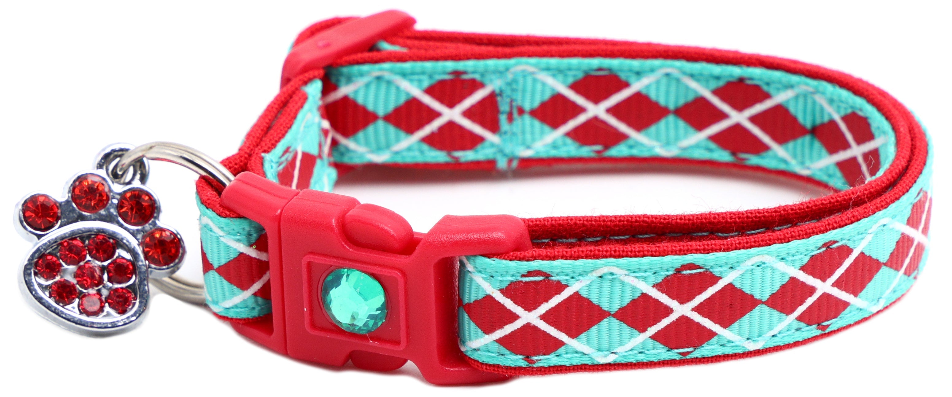 Red Argyle Breakaway Cat Collar