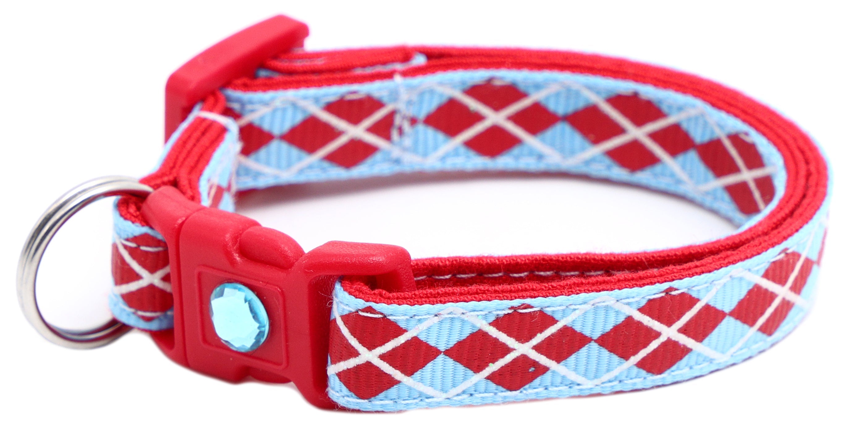 Red Argyle Breakaway Cat Collar