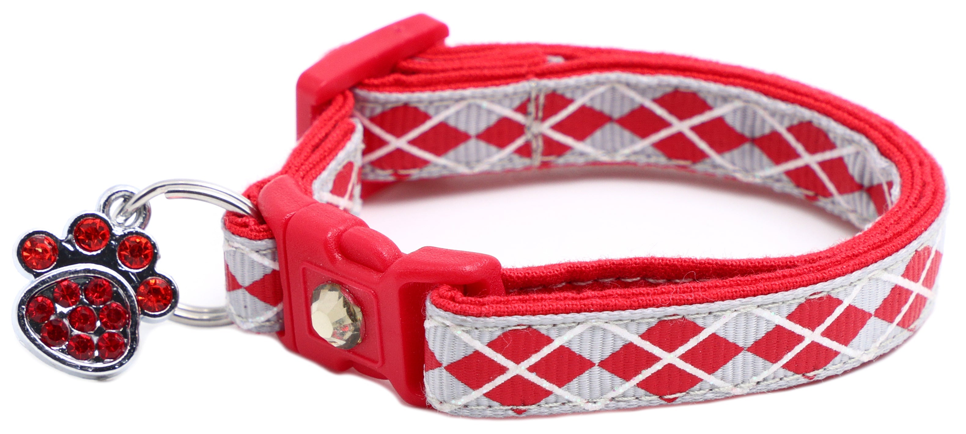 Red Argyle Breakaway Cat Collar