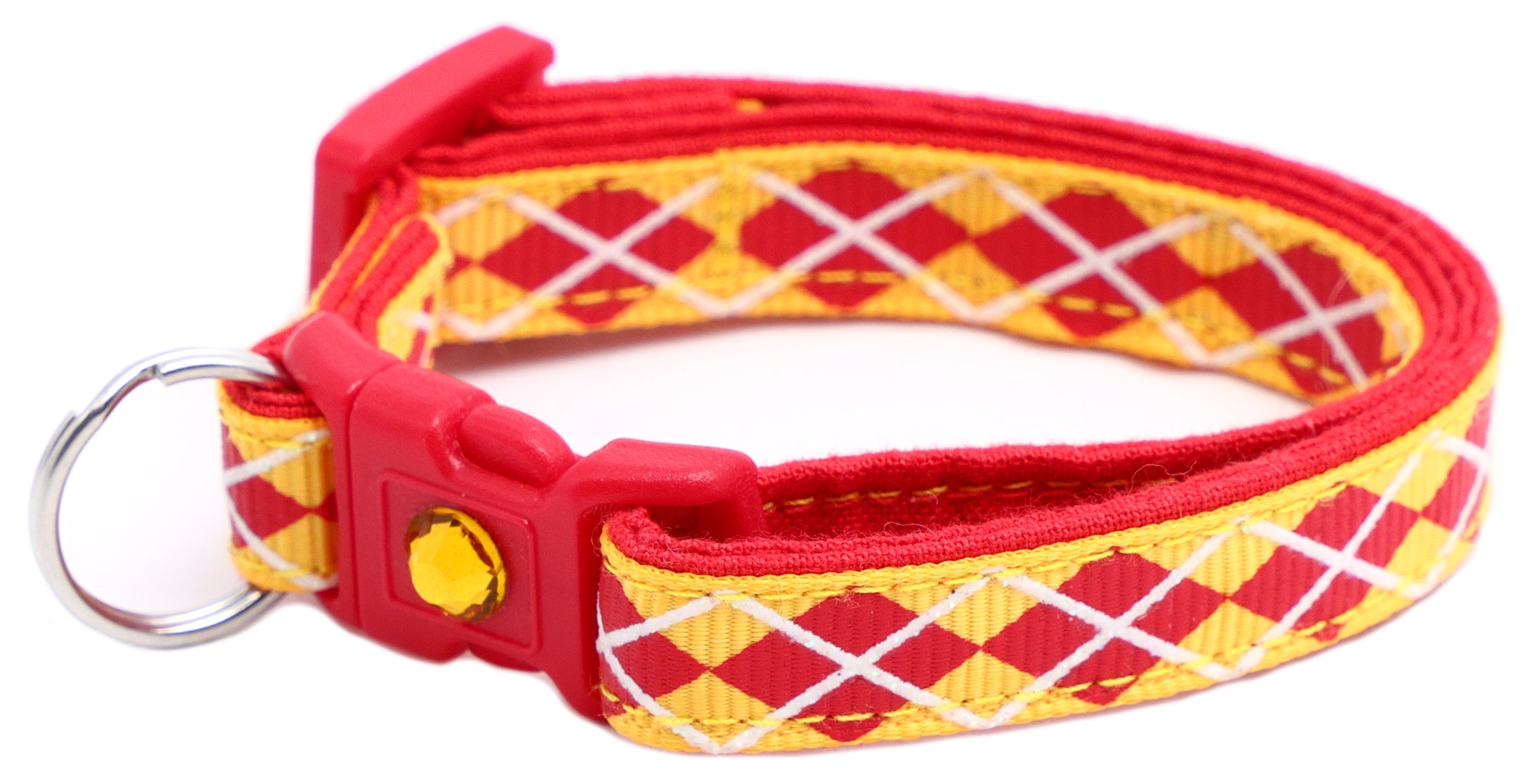 Red Argyle Breakaway Cat Collar