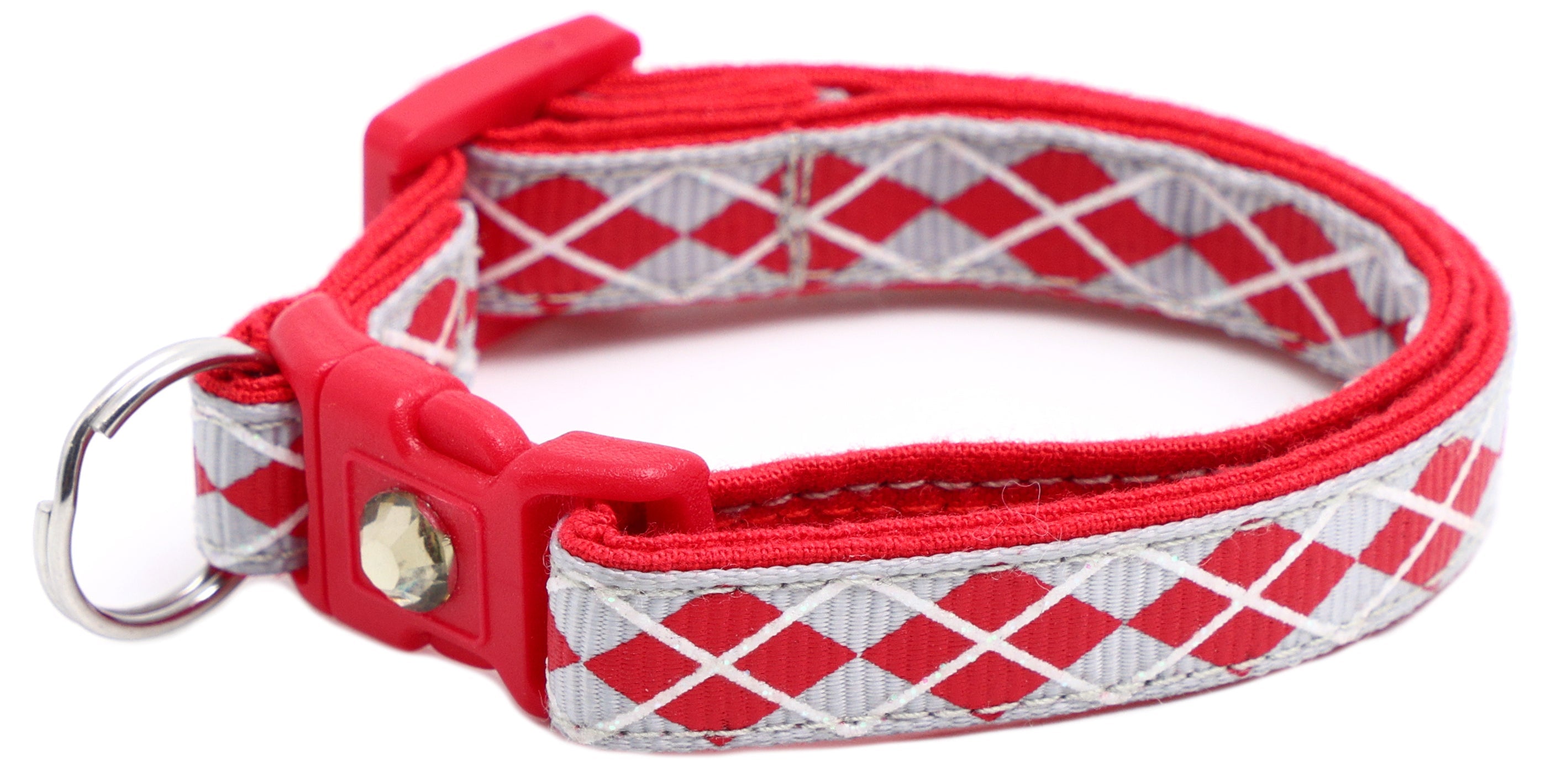 Red Argyle Breakaway Cat Collar