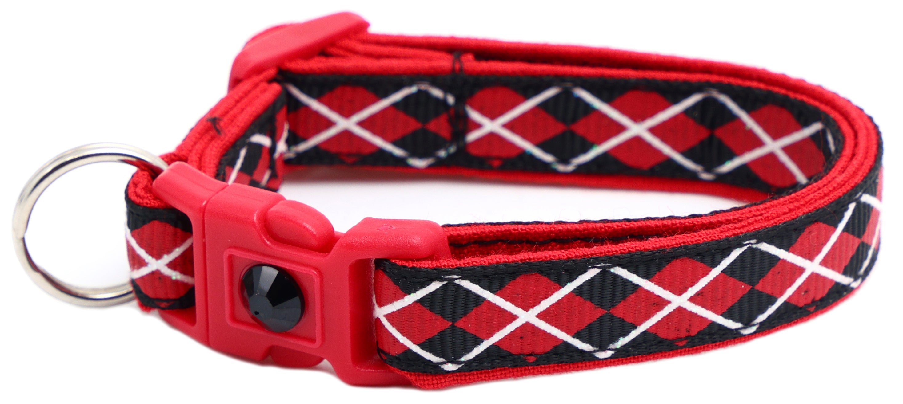 Red Argyle Breakaway Cat Collar