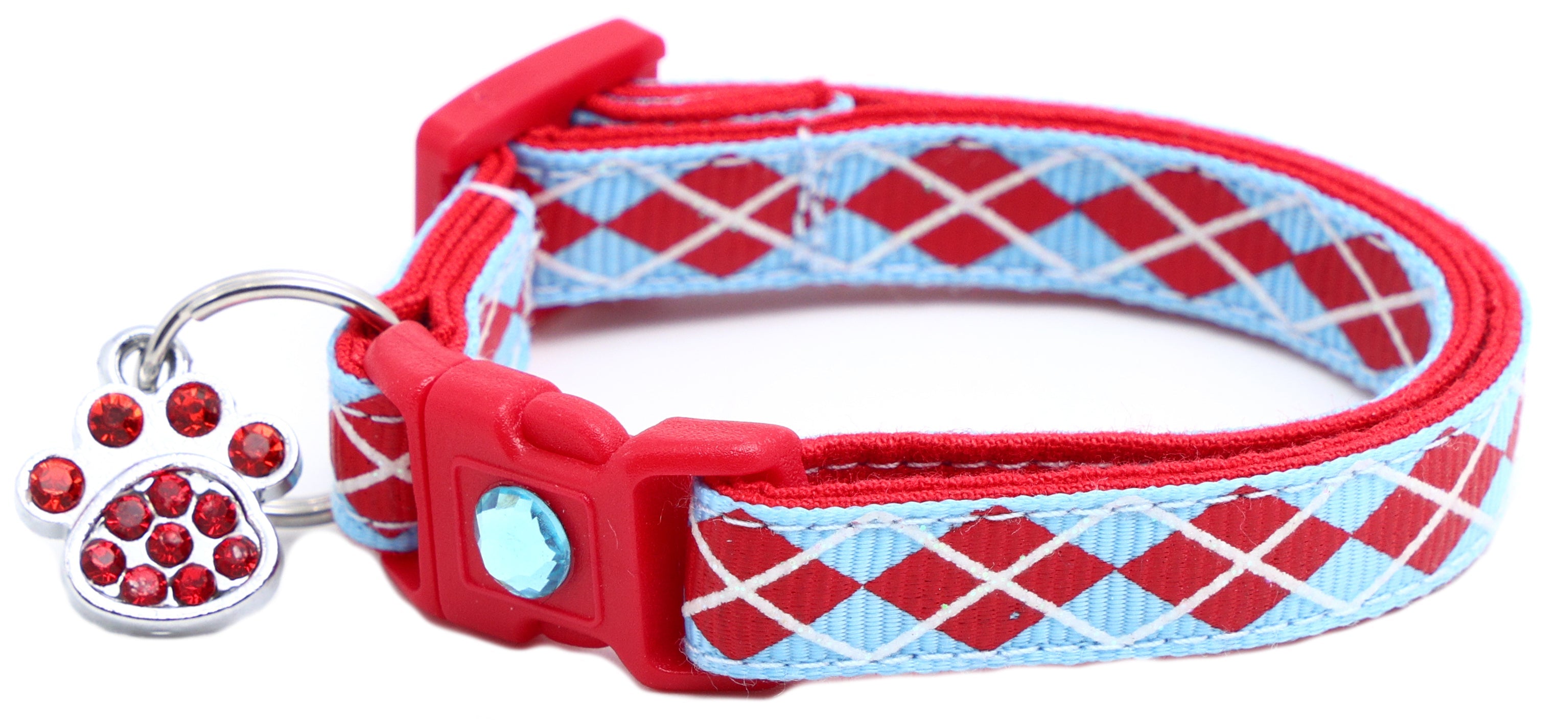 Red Argyle Breakaway Cat Collar