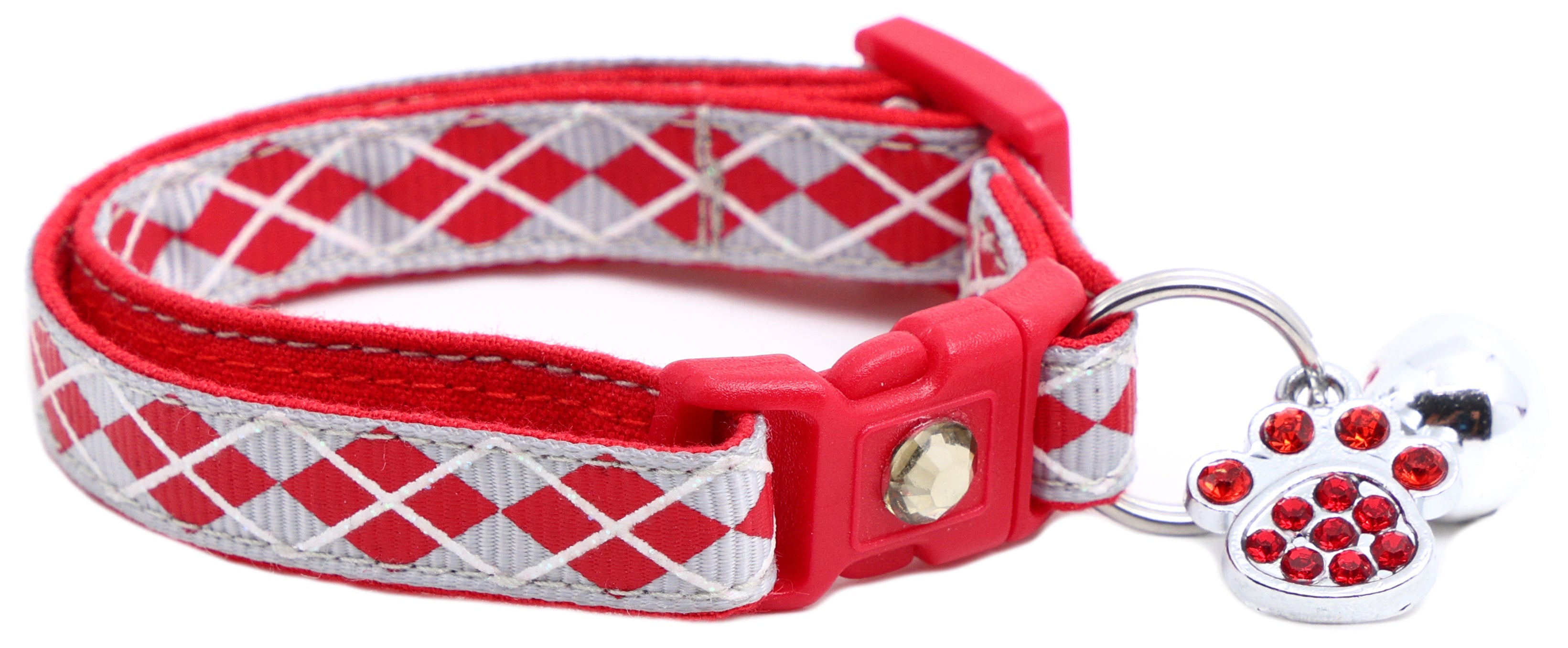 Red Argyle Breakaway Cat Collar